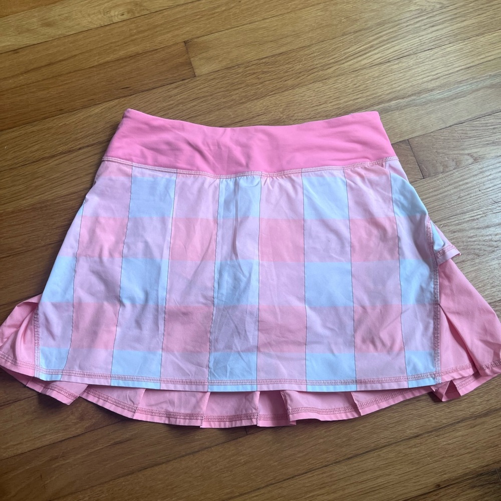Lululemon Pink and White Checkered Pace Setter Skirt